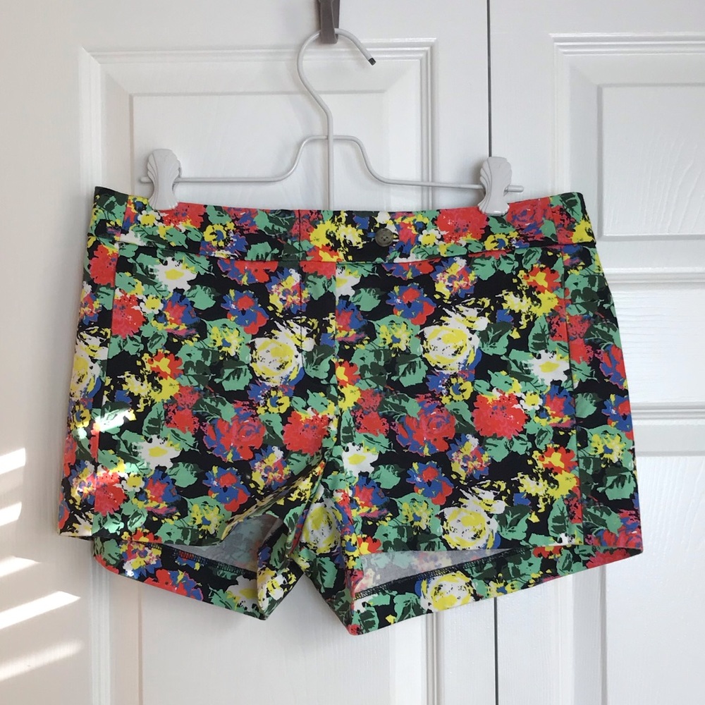 J Crew Floral Print Cotton Shorts Size 6 EUC